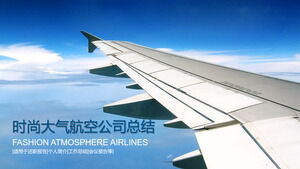 Modello PPT di riepilogo della compagnia aerea di atmosfera di moda blu e bianco