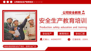 Template PPT pendidikan dan pelatihan produksi keselamatan perusahaan angin sederhana