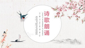 Elegante Poesie-Rezitation PPT-Vorlage im chinesischen Stil