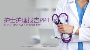 Fioletowy minimalistyczny szablon planu pracy z raportem opieki medycznej PPT