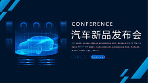 Mavi teknoloji rüzgar arabası yeni ürün konferansı PPT şablonu