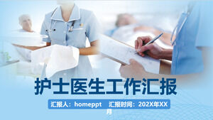 Modelo de PPT geral de resumo de relatório de trabalho de médico de enfermeira azul