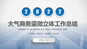 Plantilla ppt del plan de resumen de trabajo micro tridimensional azul de negocios atmosféricos