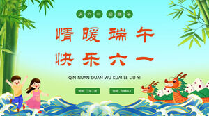 Șablon PPT „Love Dragon Boat Festival Happy June 1st” în campus pentru activități părinte-copil