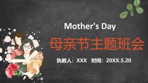 Blackboard style mother's day theme class meeting ppt template