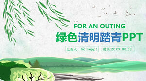 Modelo de PPT de organização de atividades de passeio verde Qingming