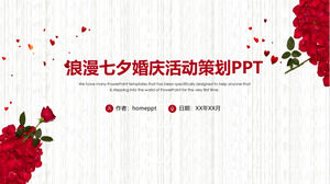 Rose romântico modelo de PPT de planejamento de eventos de casamento Tanabata