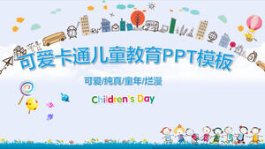 Cute cartoon children's kindergarten education courseware PPT template