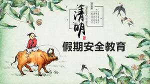 Qingming Festivali tatil güvenliği eğitimi PPT şablonu