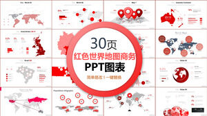 Collezione di grafici PPT di affari della mappa del mondo rosso