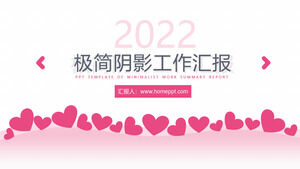 Plantilla ppt de informe de resumen de trabajo de gráfico de sombra minimalista rosa de amor