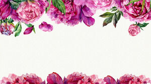 水彩牡丹の花PPTの背景画像