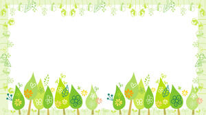 Pohon kartun hijau segar dan tanaman perbatasan gambar latar belakang PPT