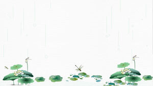 Cinco hojas de loto verdes simples y frescas imágenes de fondo PPT de loto