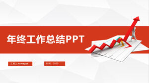 Template ppt laporan ringkasan bisnis akhir tahun bisnis merah latar belakang segitiga rendah abu-abu yang elegan