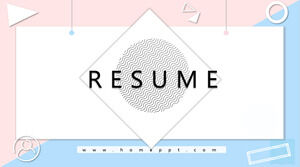 Fresh pink blue personal resume PPT template