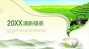 Plantilla PPT de promoción de la cultura del té verde fresco