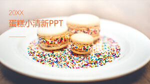 Small fresh cake dessert display brand promotion PPT template