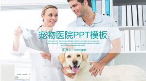 Small fresh pet hospital work report PPT template