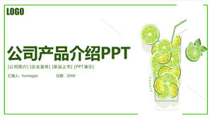Grüne kleine frische Firma Englische Produkteinführung Erklärungsschritte Fruchteinführung PPT-Vorlage
