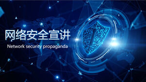 Template PPT presentasi keamanan jaringan teknologi biru