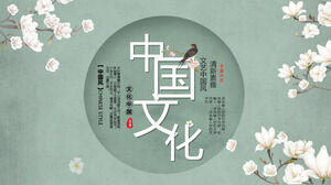 Klassische Blumen und Vögel PPT-Vorlage im chinesischen Stil