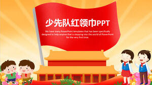 Simple red scarf Young Pioneers PPT template