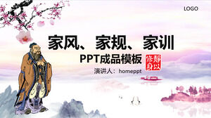 PPT template for family training education and training of China style family rules