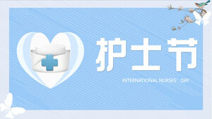 PPT template for introduction of International Nurse's Day in the background of nurse's cap