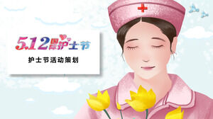 PPT template for the theme of International Nurse's Day with beautiful nurse illustration background