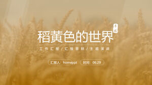 Template ppt untuk laporan kerja padi kuning di musim panen dunia