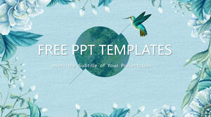Watercolor Flowers and Birds Background PowerPoint Templates
