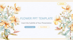 Modelos de PPT de flores frescas em aquarela