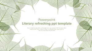 Green Leaf Background PPT Template for Work plan