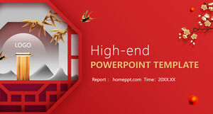 Rote hochwertige PowerPoint-Vorlagen im chinesischen Stil