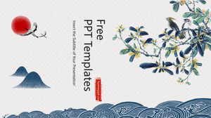 Çin tarzı çiçek ve kuş PPT şablonları