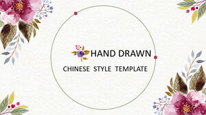Fiori dipinti a mano Modelli PPT in stile cinese