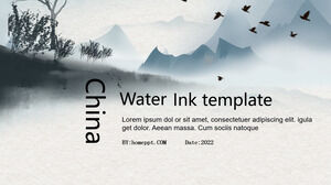 PowerPoint-Vorlage mit chinesischer Wassertinte für den Arbeitsbericht