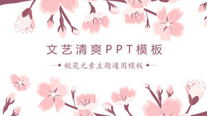 Template PPT universal dengan bunga persik sebagai latar belakang