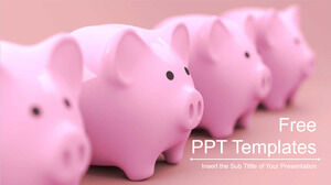 Cute pink piggy bank PowerPoint Templates