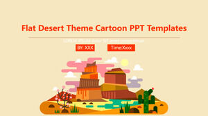 Modèles PPT de dessin animé sur le thème du désert plat