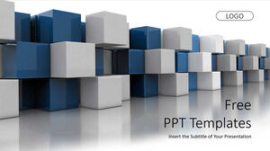 Modelos de PowerPoint de fundo azul cubo