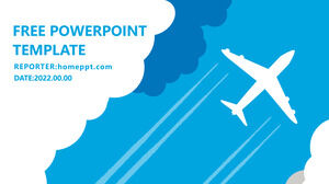 Modelos de PowerPoint de céu azul com aviões