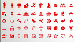 100 iconos de PPT de oficina plana roja