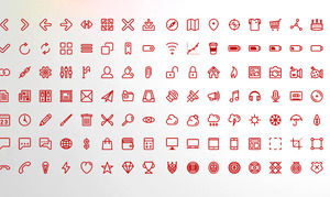 112 red fine lines PPT icon material download