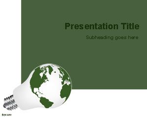 Green Light Bulb Eco Szablon PowerPoint