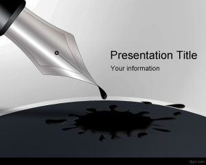 黑色墨水笔的PowerPoint模板