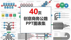 40 takım renkli yaratıcı iş yol tarzı PPT grafik koleksiyonu