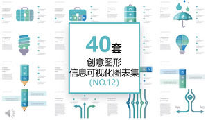 40 zestawów jasnoniebieskiej i eleganckiej kolekcji kreatywnych graficznych infografika