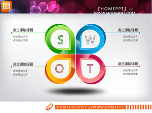 5 fine three-dimensional SWOT parallel relationship PPT chart